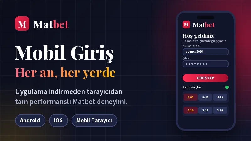 Matbet mobil giriş ekranı ve akıllı telefon arayüzü